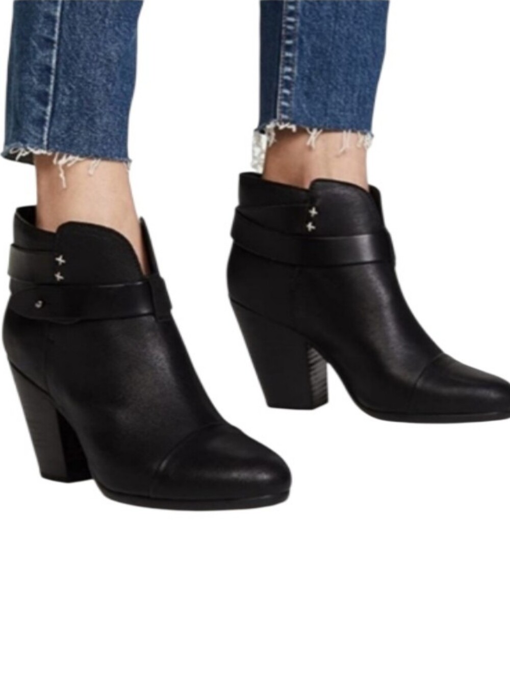 Rag & Bone Harrow Black Leather Ankle Boots